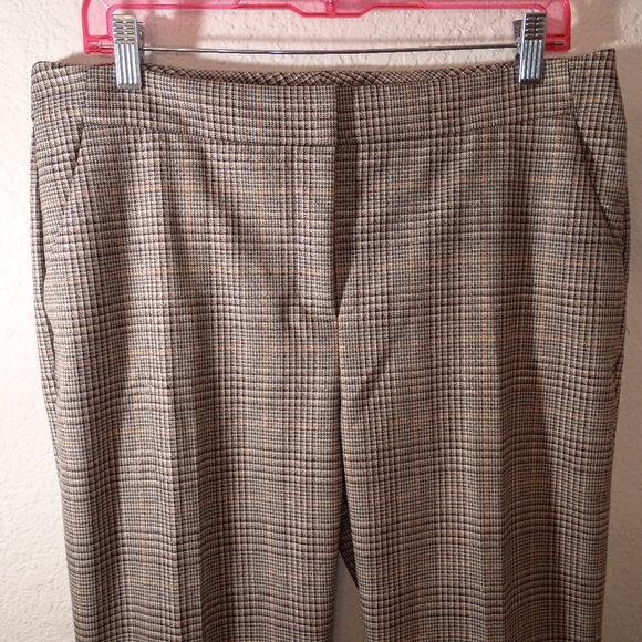 Chico's Plaid Pants Brown Neutrals Metallic Accents size 14/16 - Picture 5 of 16